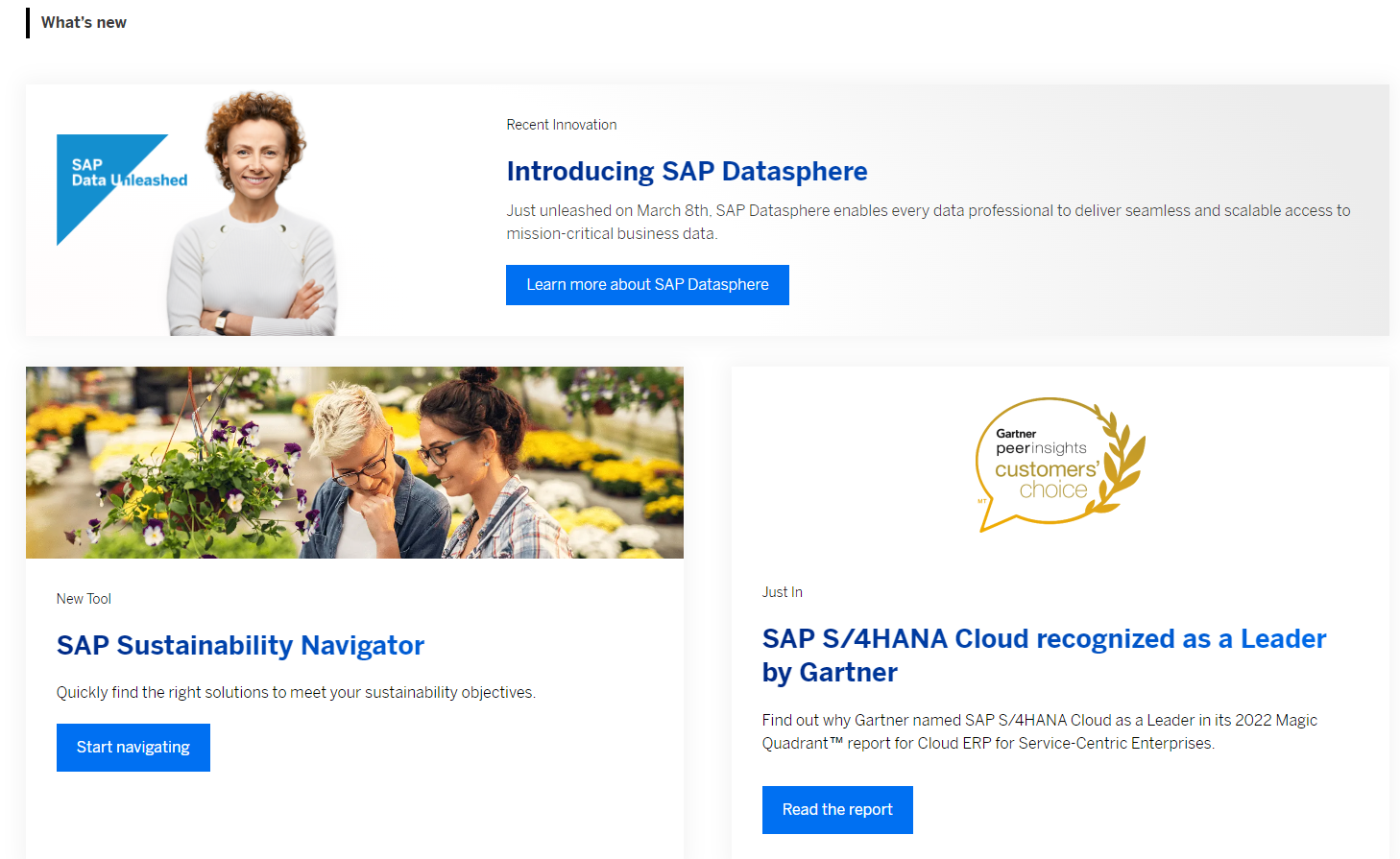 What's new section of the live homepage