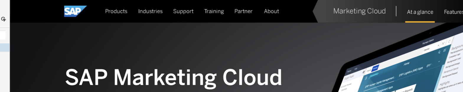 Navigation concept A — full global masthead (Products, Industries, Support, Training, Partner, About) stays present on a product page